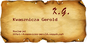 Kvasznicza Gerold névjegykártya
